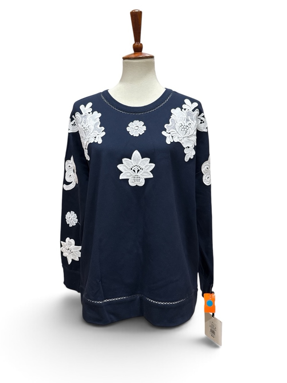 Victoria Beckham for Target Floral Applique Sweatshirt Navy Blue XL